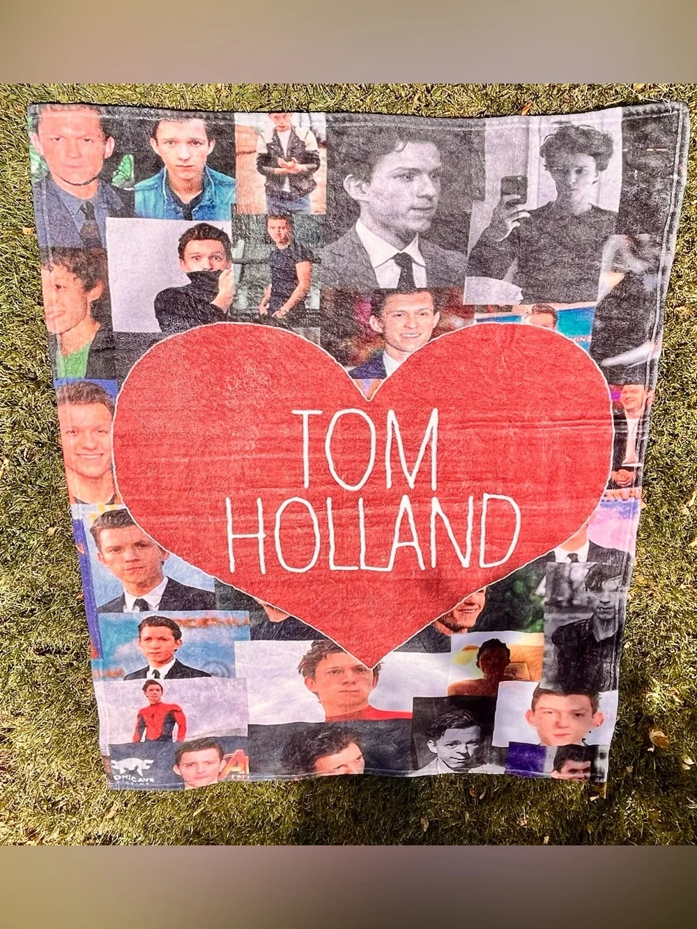 Tom Holland Collage Throw Blanket with Red Heart
